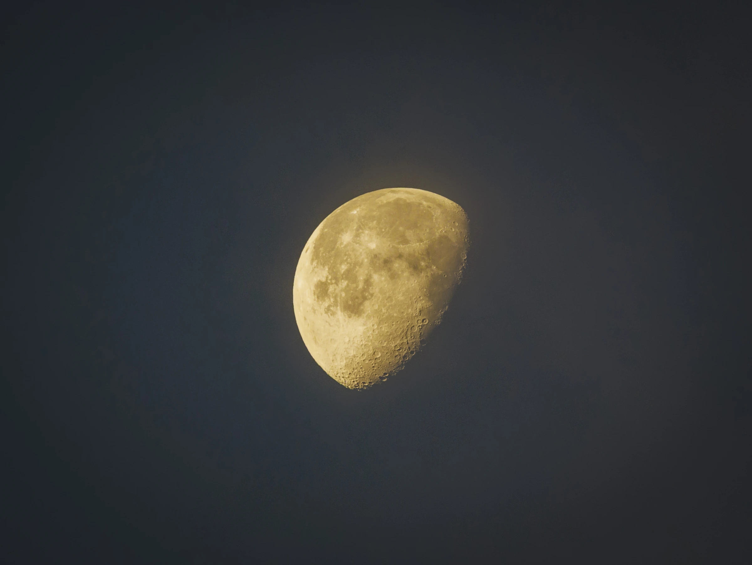 Gently lit half moon in the sky