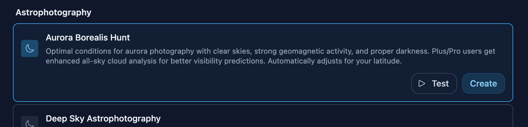 Aurora Borealis Hunt rule template